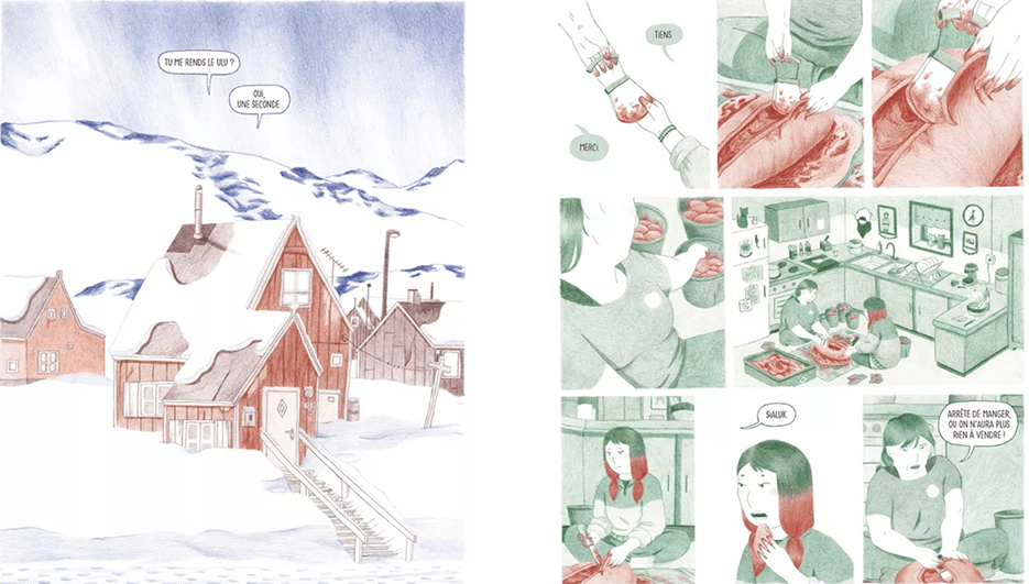 Margot Englebert en dédicace à L'Introuvable pour sa BD Eino, une histoire groenlandaise